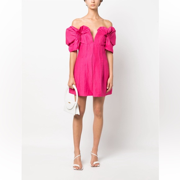 cult gaia Dresses & Skirts - NWT Cult Gaia Asal Hot Pink Off-Shoulder Mini Dress Size 6